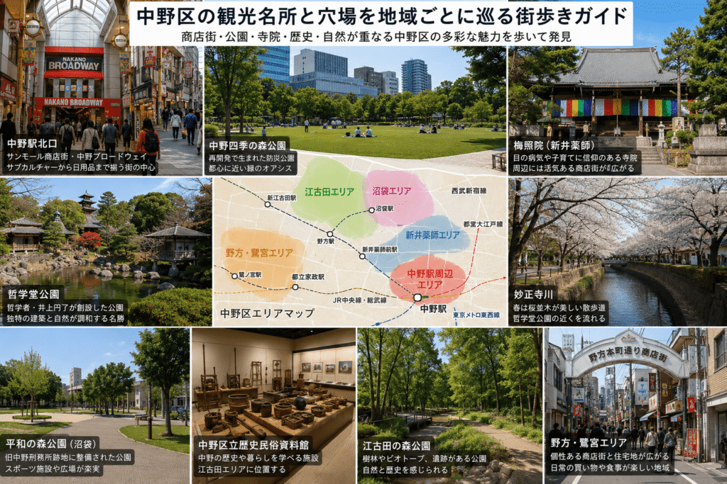 中野区の観光名所と穴場を地域ごとに巡る街歩きガイド