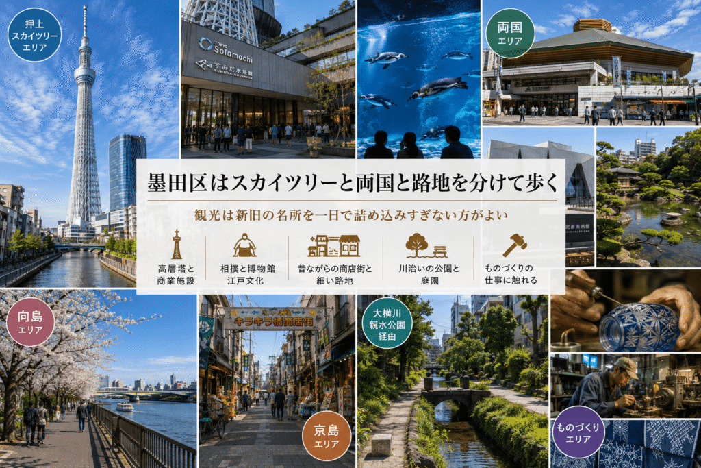 墨田区はスカイツリーと両国と路地を分けて歩く